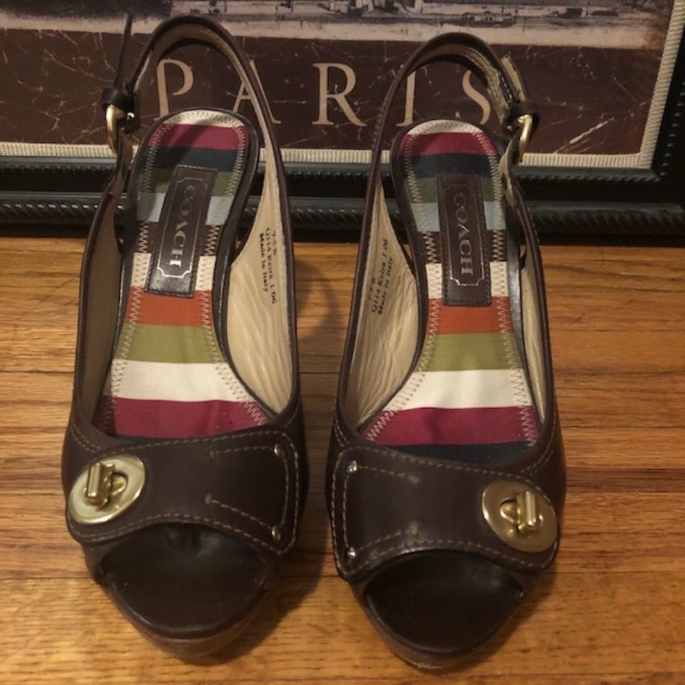 Coach Peep Toe Slingback Heels Size 7.5